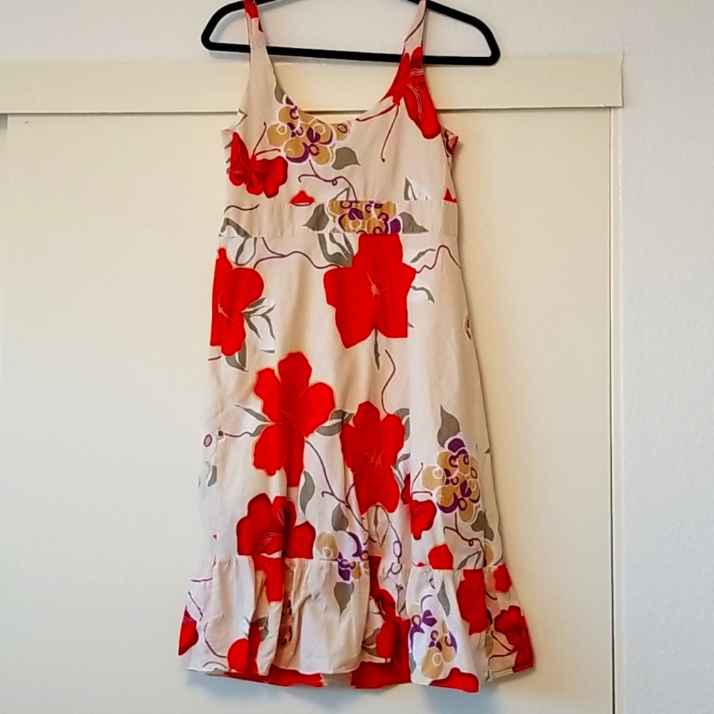 women's Gap strappy red flower floral dress